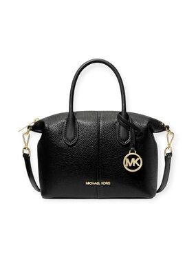 Michael Kors Black Leather Hyde Satchel with Gold Hardware NWT